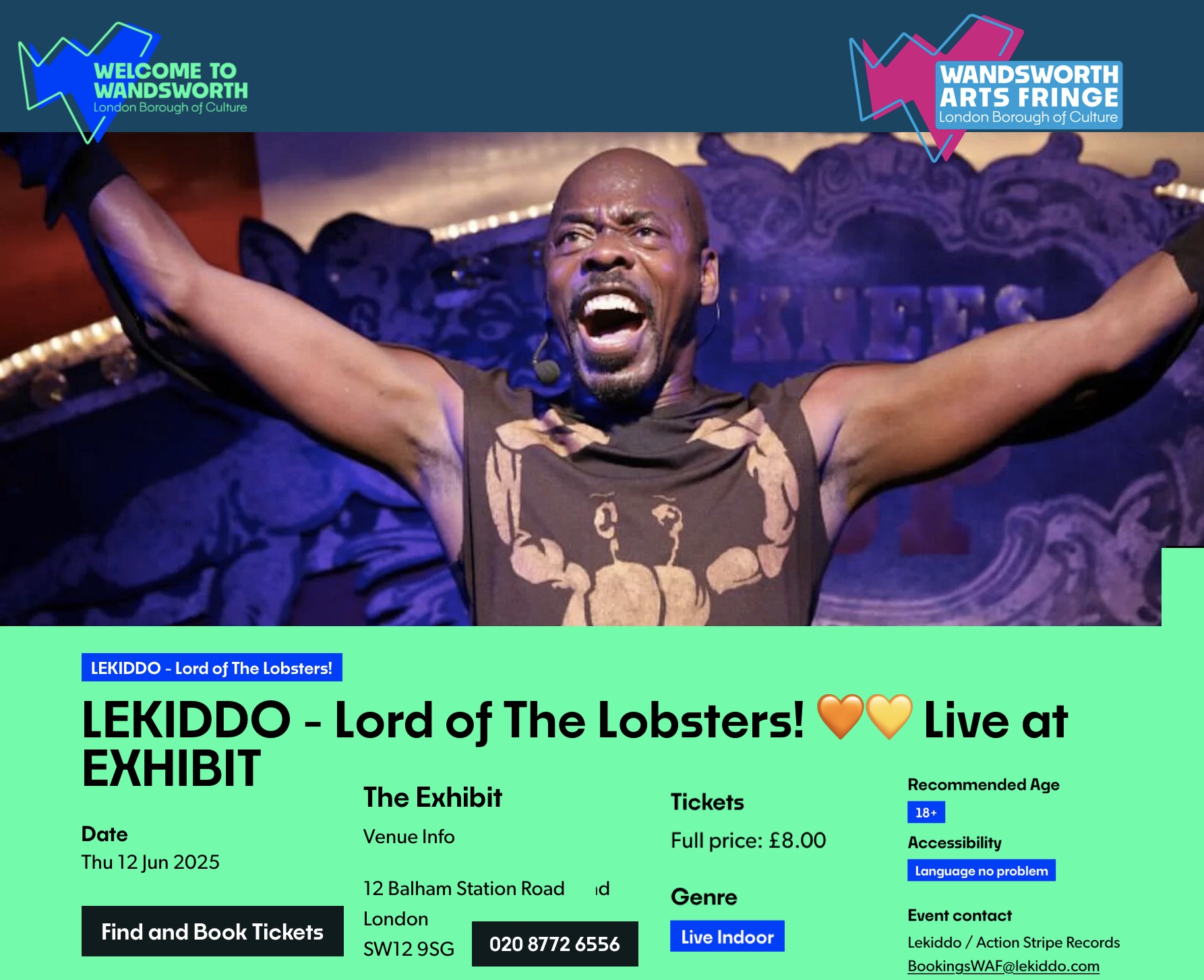 LEKIDDO - Lord of The Lobsters! Live at Live at EXHIBIT, Balham on 12th June 2025, #WAF2025 #LBOC2025